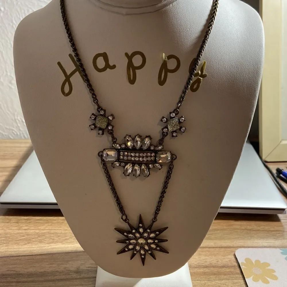 Abercrombie & Fitch Necklace NWT rusty gold color white stones
